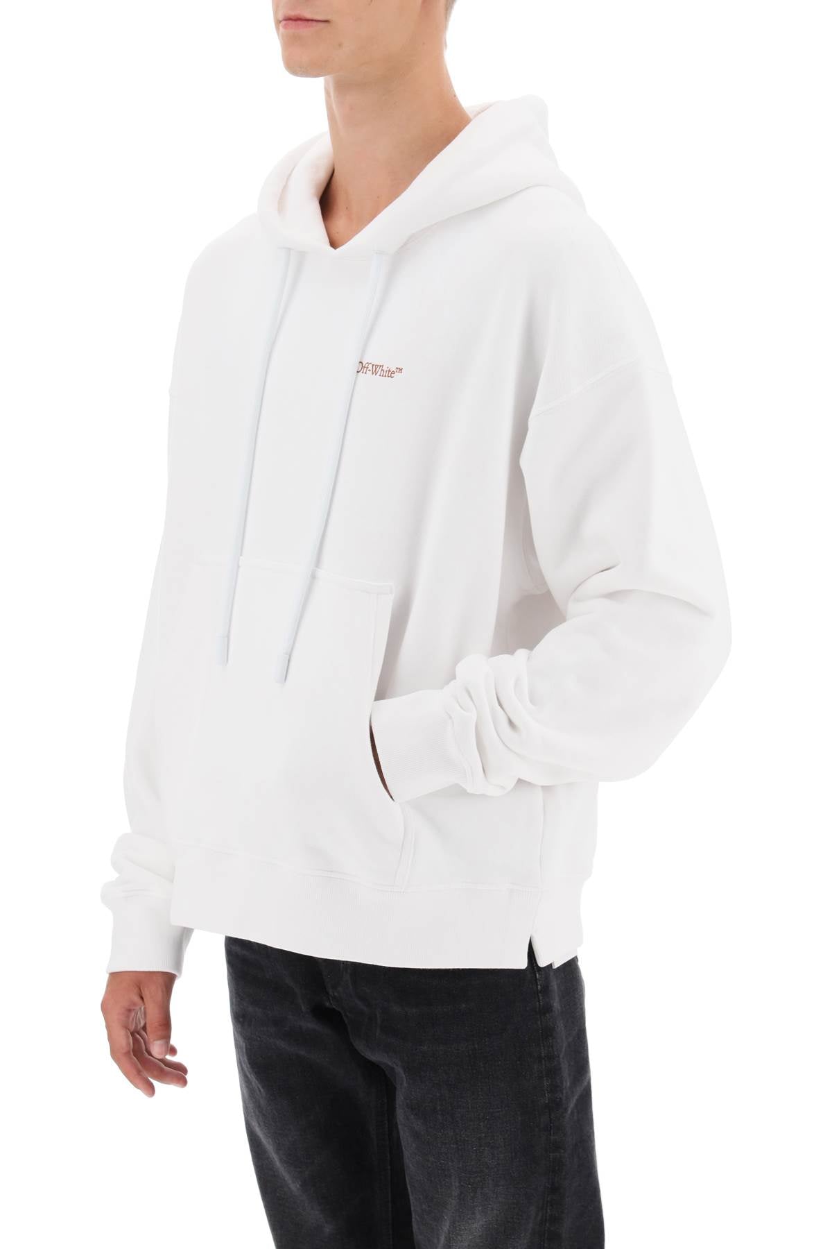 Off White Hoodie With Back Arrow Print   White