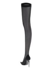 Dolce & Gabbana Stretch Tulle Thigh High Boots   Black