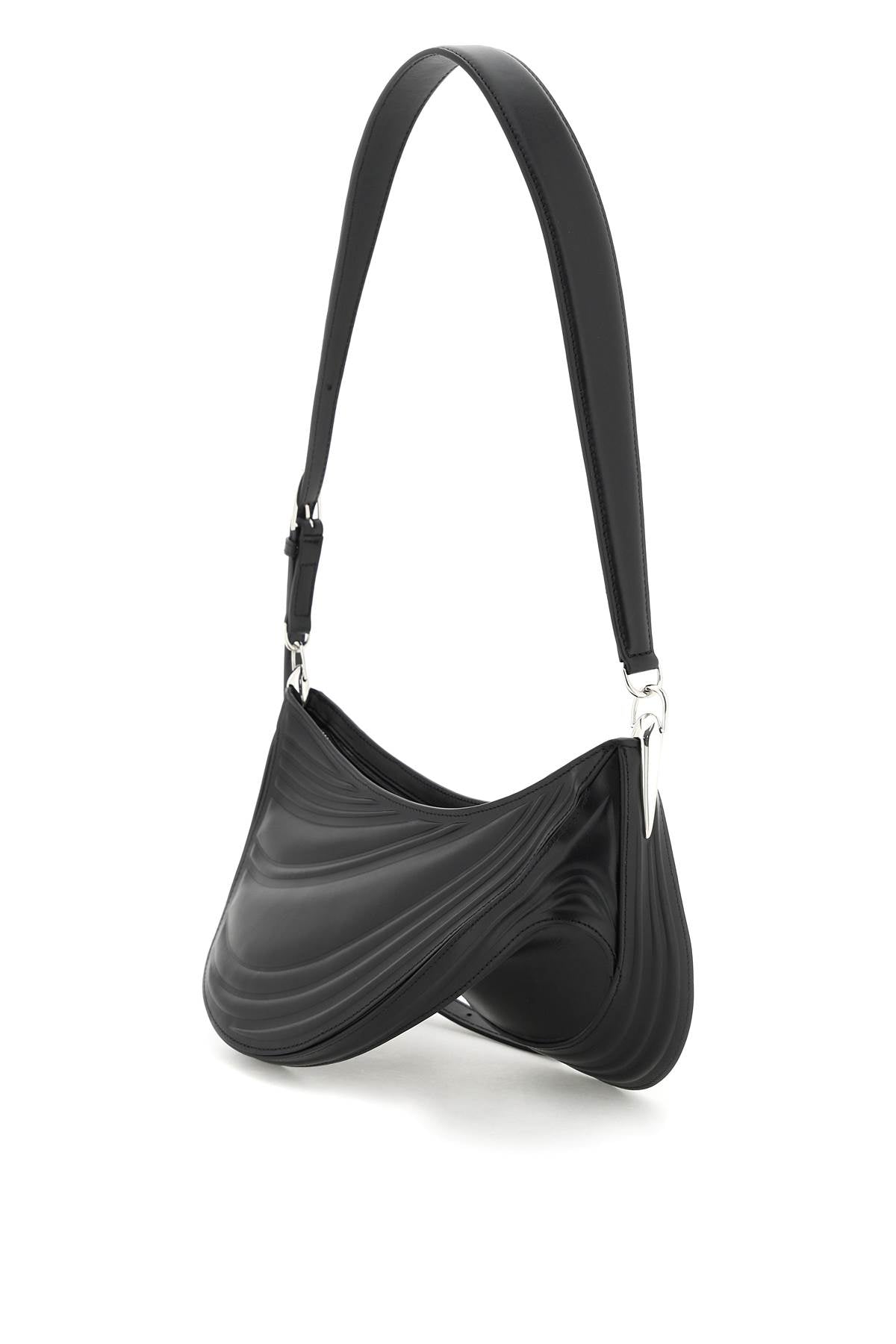 Mugler Spiral Curve 01 Shoulder Bag   Black