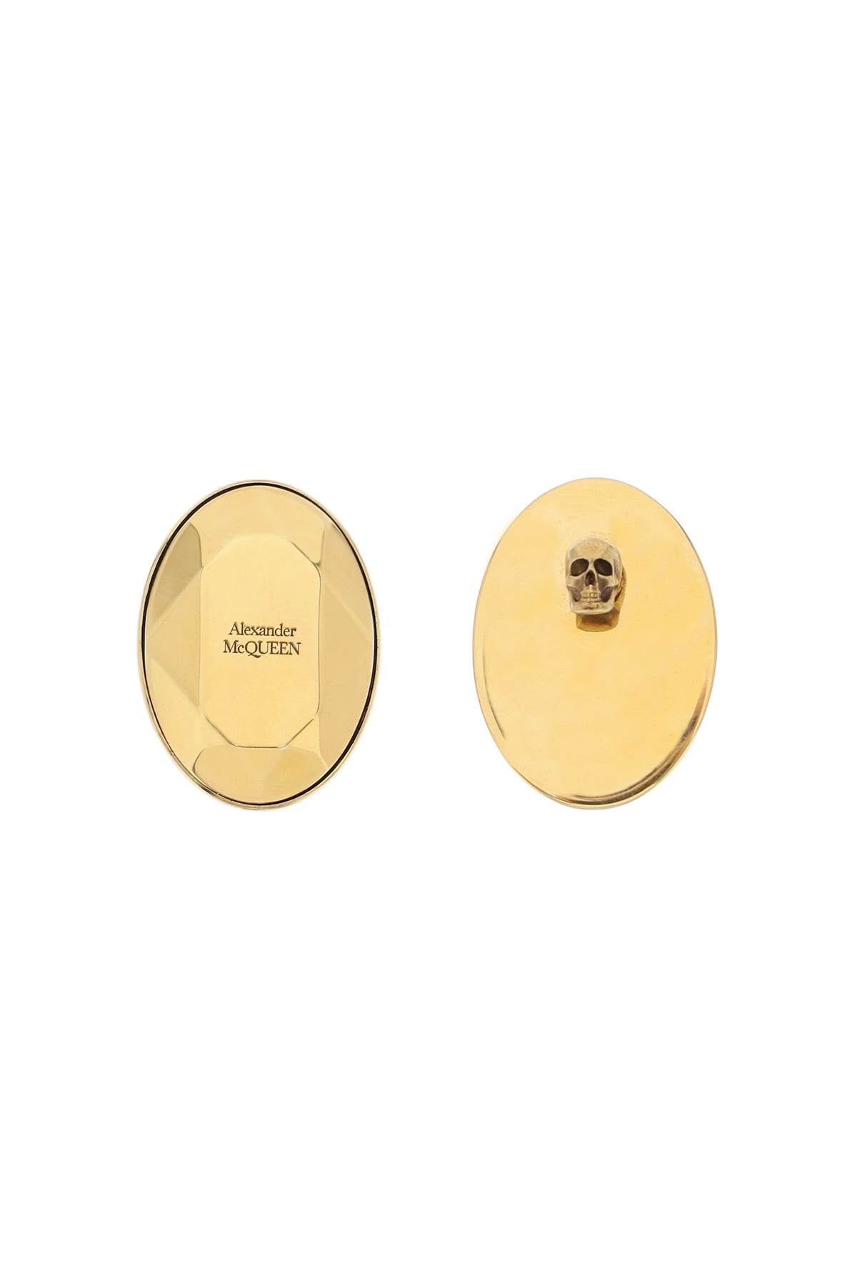 Alexander Mcqueen Stud Earrings With Faceted Stone   Gold