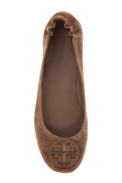 Tory Burch Suede Minnie Travel Ballet Flats   Brown