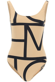 Toteme One Piece Monogram Swimsuit   Beige