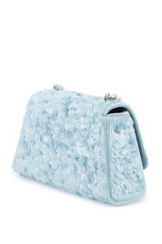 Self Portrait Sequined Bow Mini Shoulder Bag   Light Blue