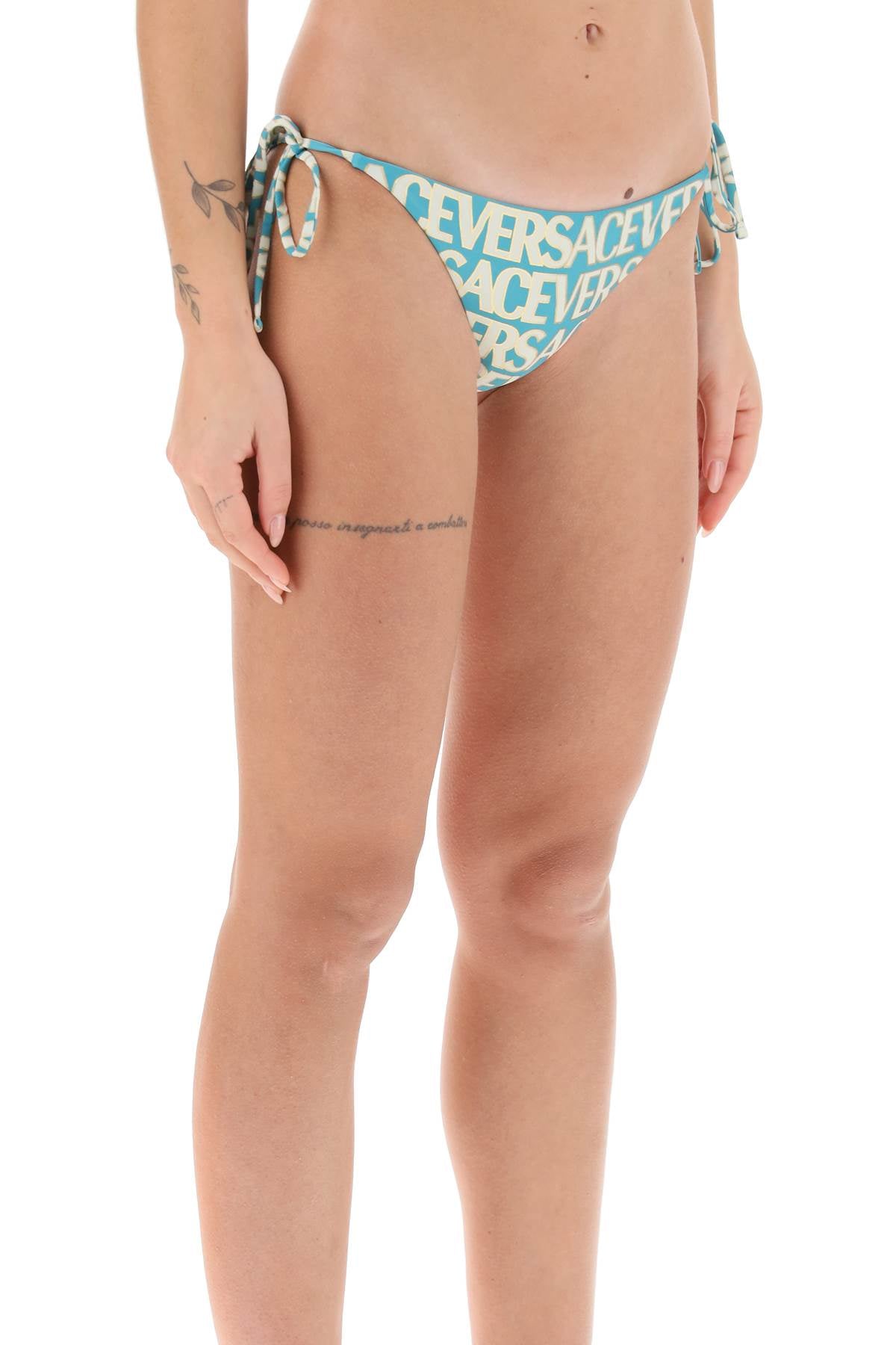 Versace Allover Bikini Bottom   Light Blue