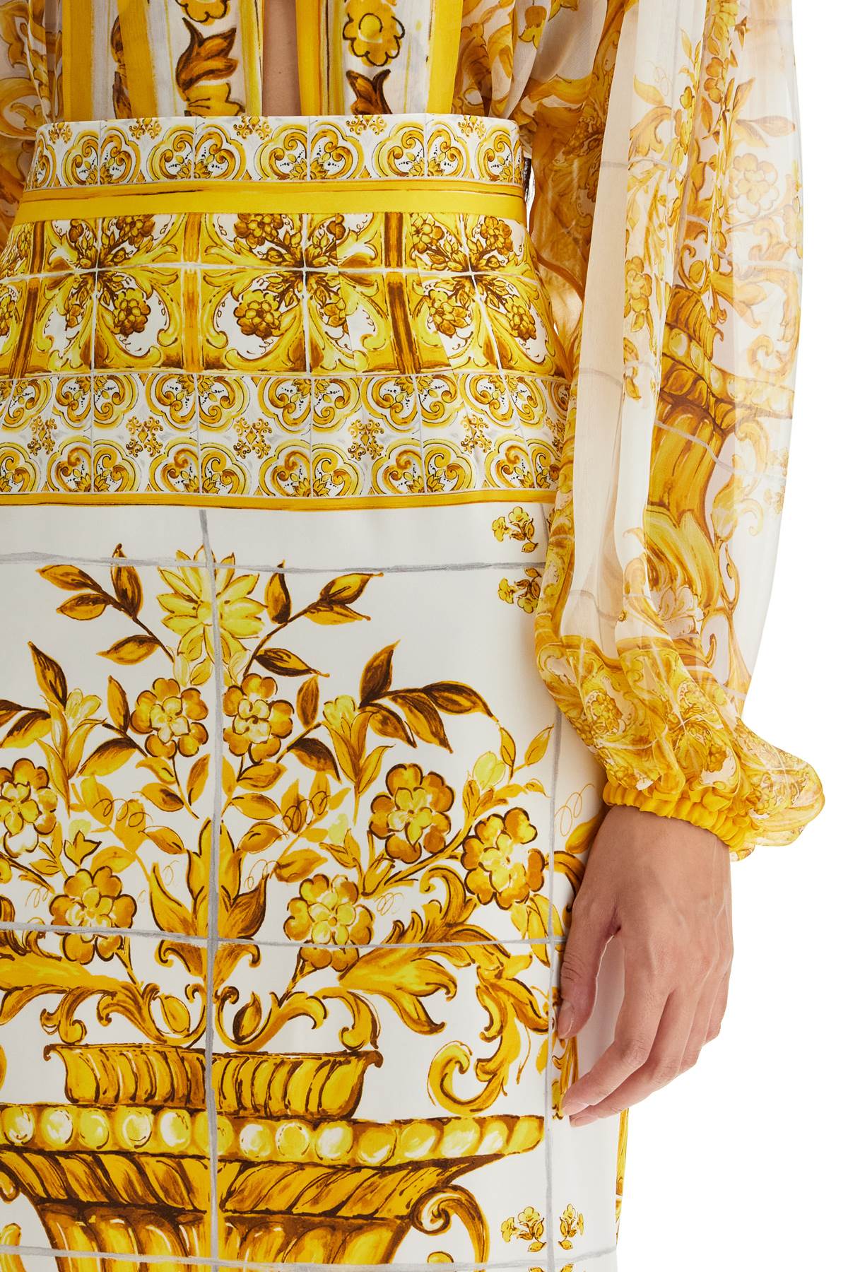 Dolce & Gabbana "stretch Silk Skirt With Maiolica   White