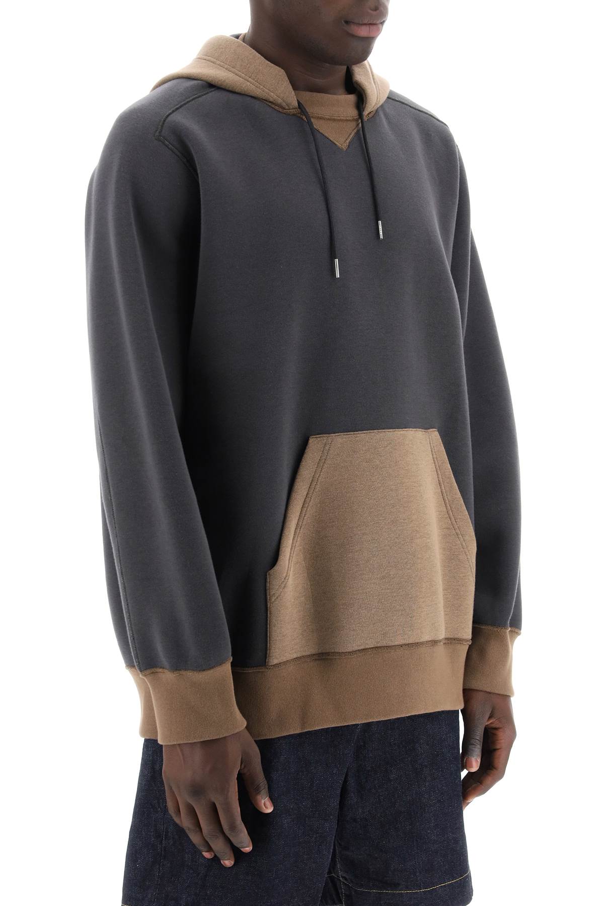 Sacai Hooded Sweatshirt With Reverse   Grey