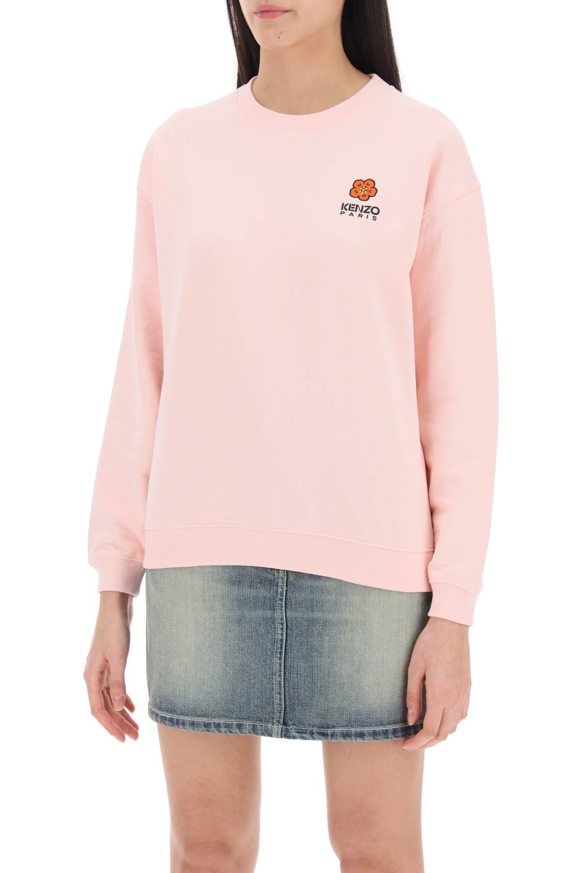 Kenzo Crew Neck Sweatshirt With Embroidery   Pink