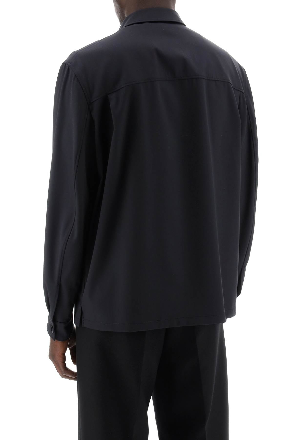 Lemaire Replace With Double Quotelightweight Wool Oversh   Black