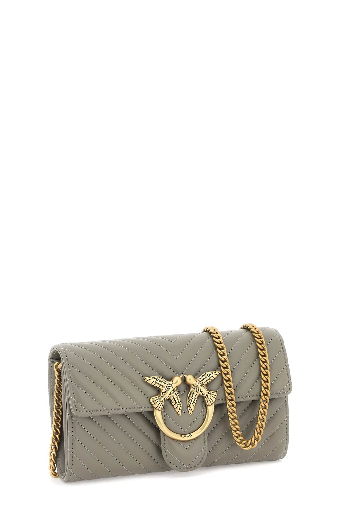 Pinko Love Bag Chevron Crossbody Bag   Grey