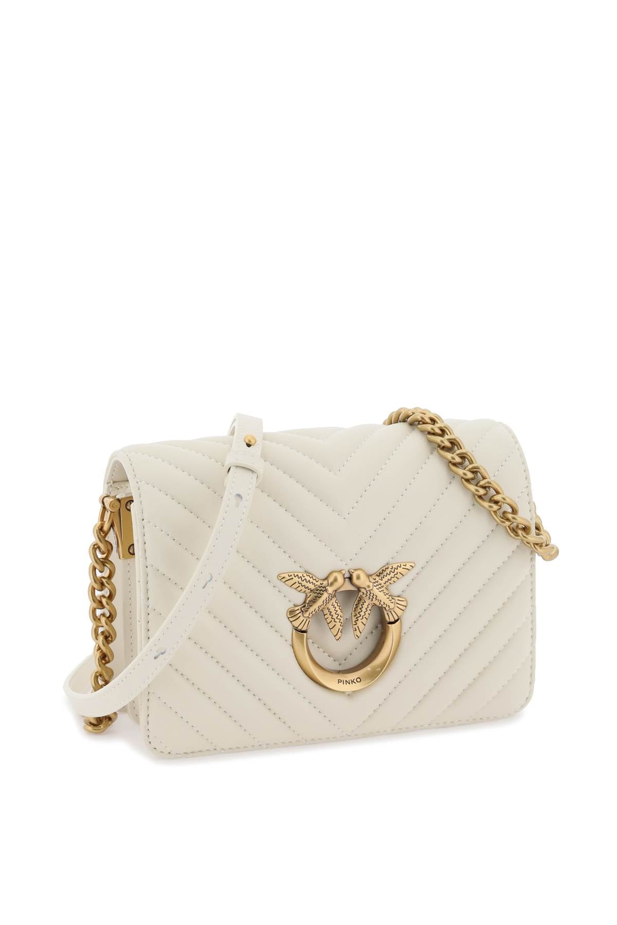 Pinko Love Click Mini Chevron Bag   White