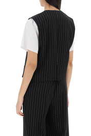 Ami Alexandre Matiussi Virgin Wool Pinstripe Waistcoat   Black