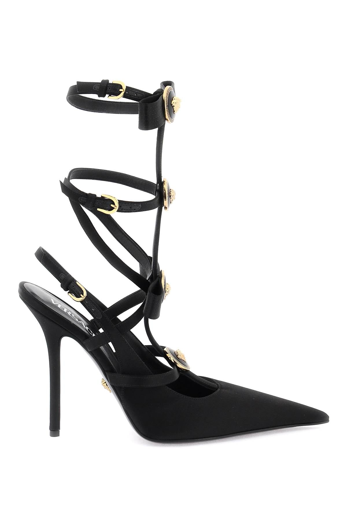 Versace Slingback Pumps With Gianni Ribbon Bows   Black