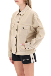 Palm Angels Oversized Denim Jacket   Beige