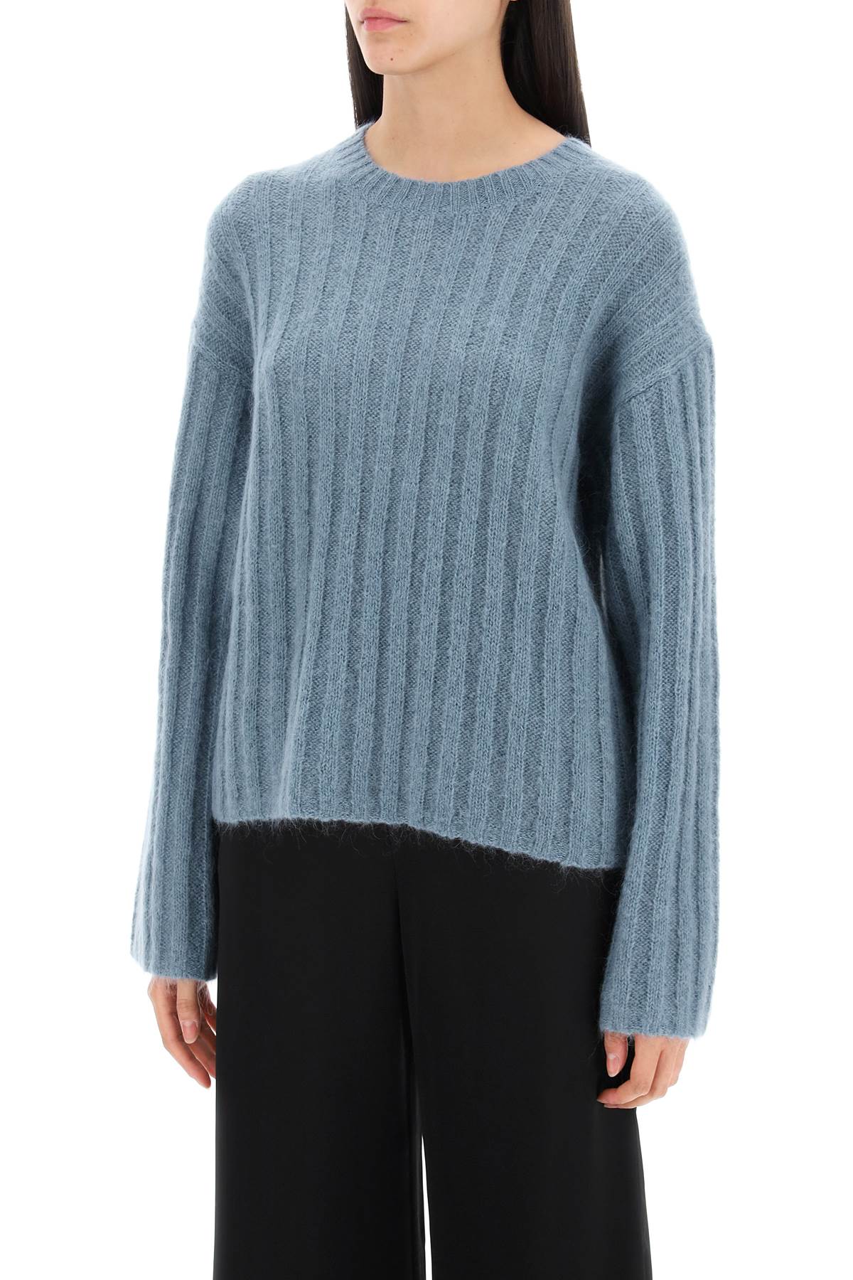 By Malene Birger Ribbed Knit Pullover Sweater   Light Blue