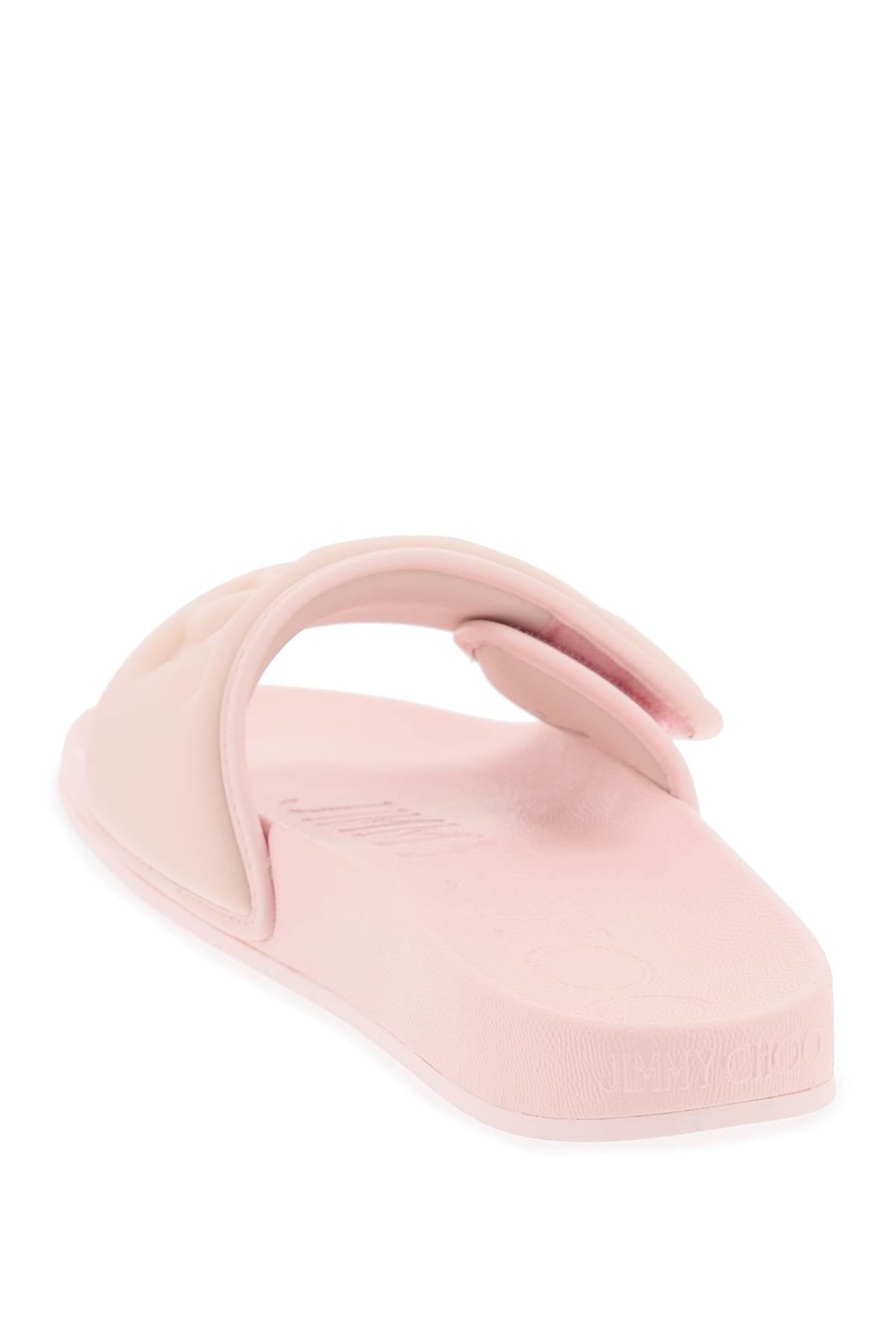 Jimmy Choo Fitz Slides With Lycra Logoed Bang   Pink