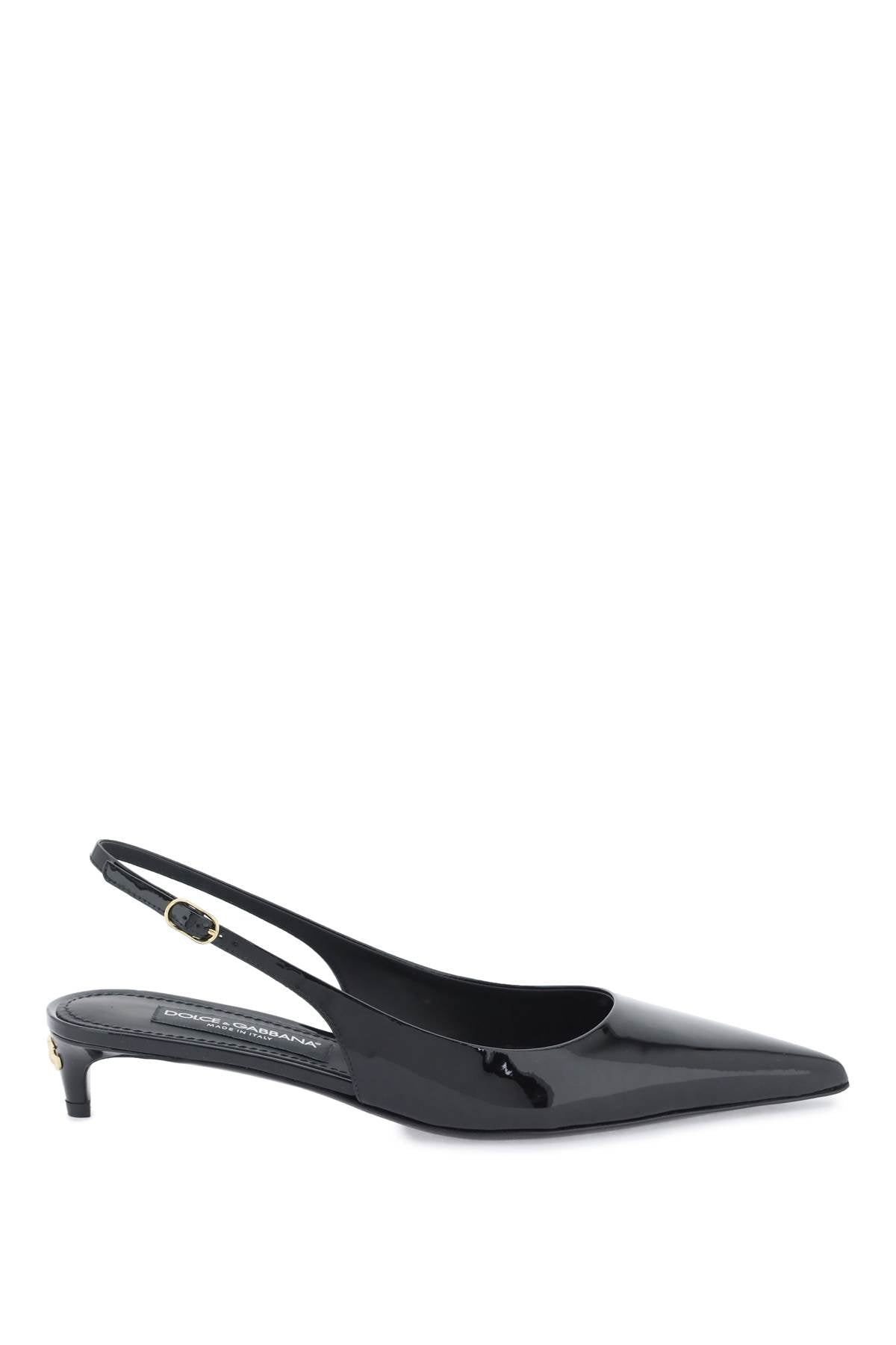 Dolce & Gabbana Patent Leather Slingback Pumps   Black