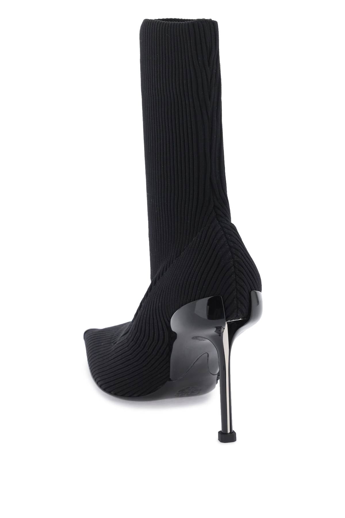 Alexander Mcqueen Knit Slash Ankle Boots   Black