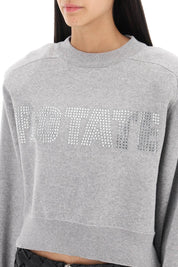 Rotate Cropped Sweater With Rhinestone Studded Logo   Grey