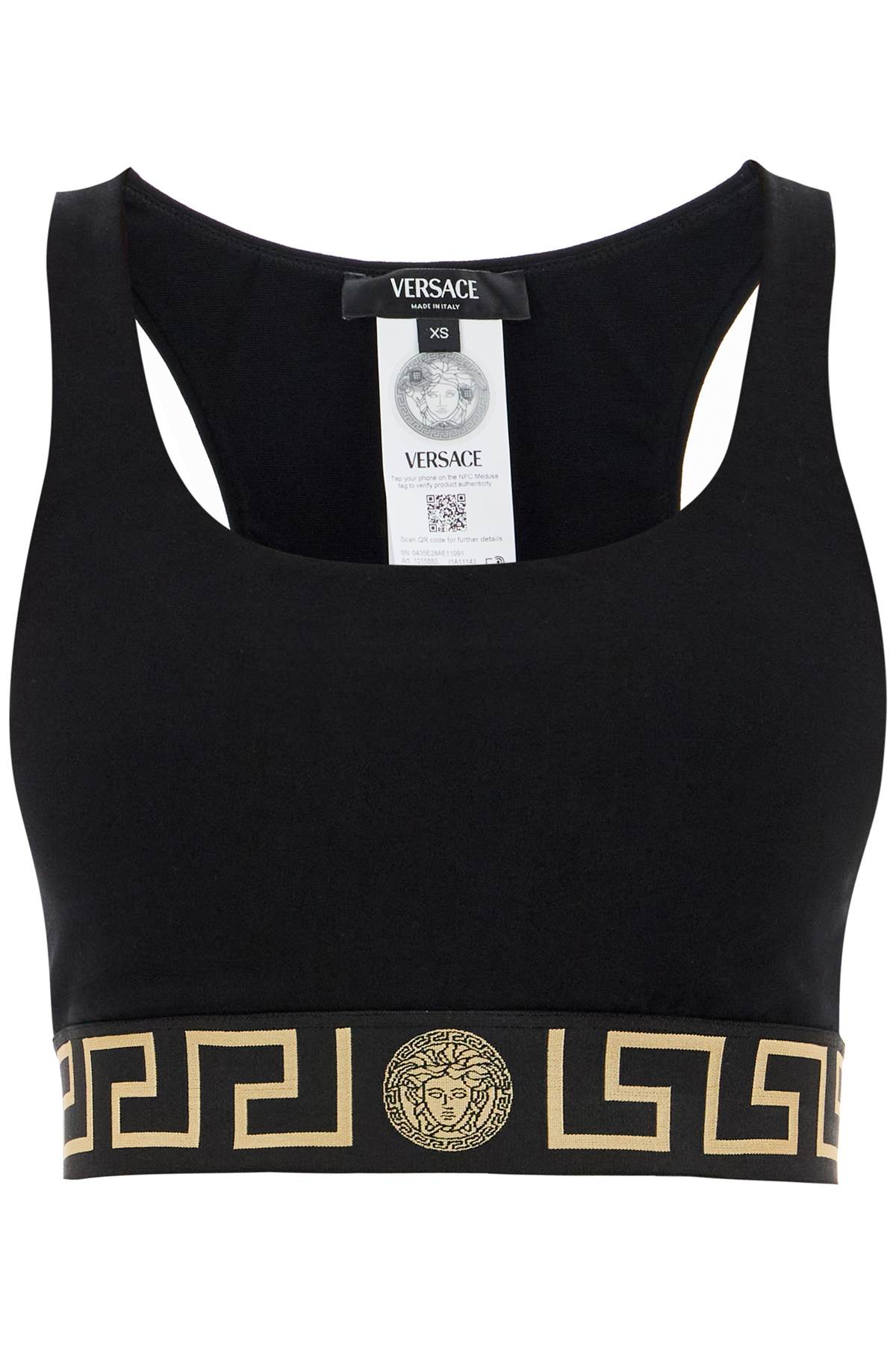 Versace "sport Bra With Greek Band Design   Black