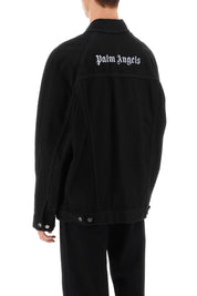 Palm Angels Denim Jacket With Logo Embroidery   Black