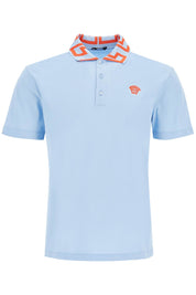 Versace Medusa Greca Polo Shirt   Light Blue