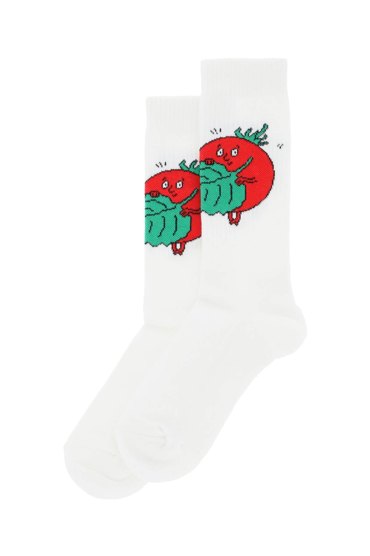 Sky High Farm Happy Tomatoes Crew Socks   White