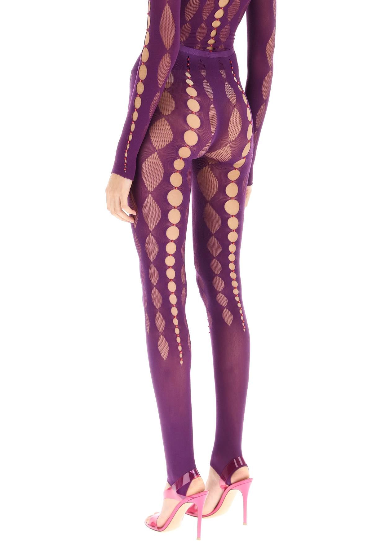 Rui Beaded See Through Leggings   Purple