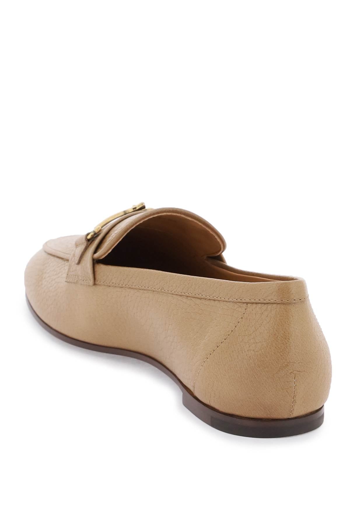 Tod's Leather Loafers With Bow   Beige