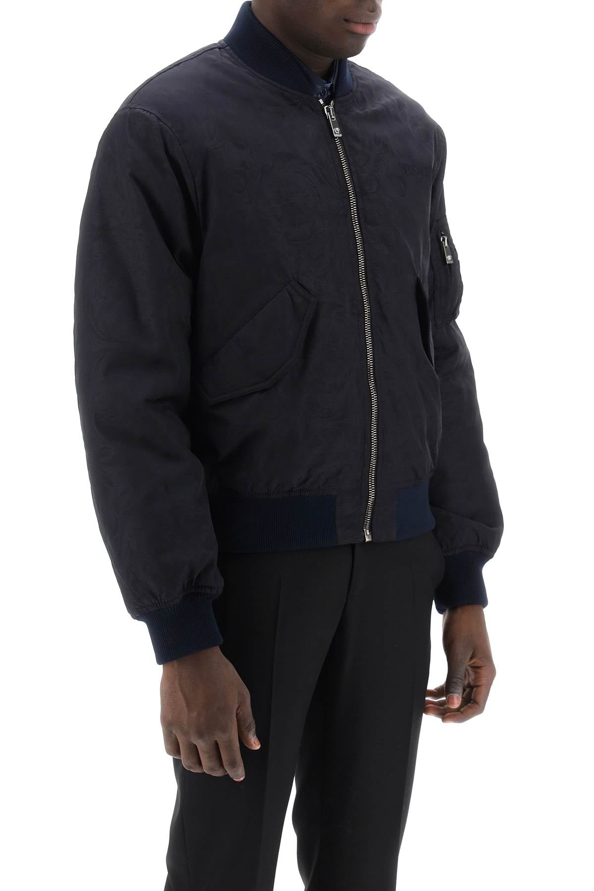 Versace Barocco Bomber Jacket   Blue