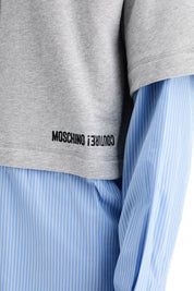 Moschino Hybrid Sweatshirt With Shirt Bottom   Grey