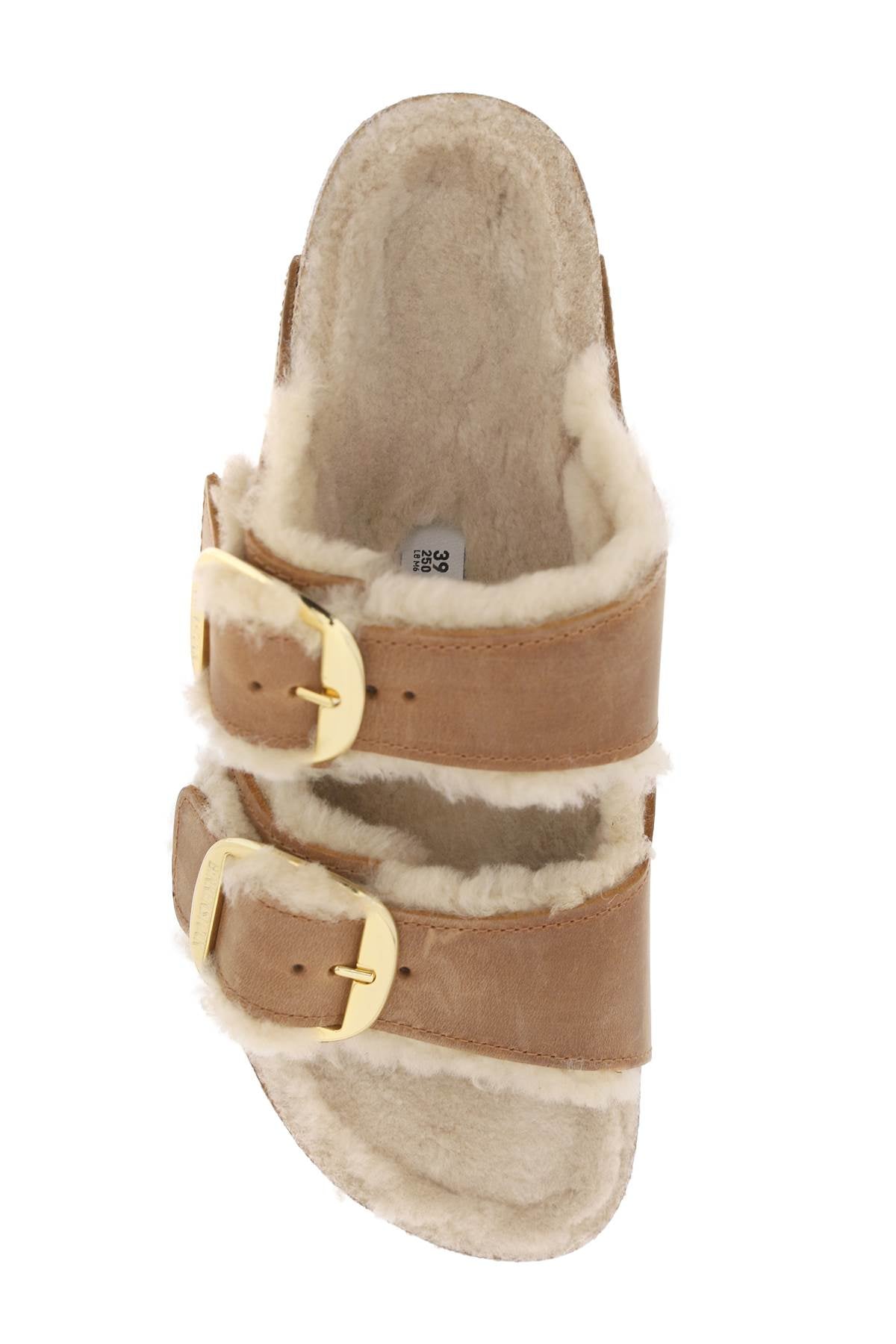 Birkenstock Arizona Big Buckle Mules In Shearling   Brown