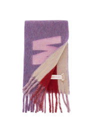 Marni Wool And Mohair Scarf With Maxi Logo   Purple