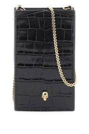 Alexander Mcqueen Skull Crossbody Phone Holder   Black