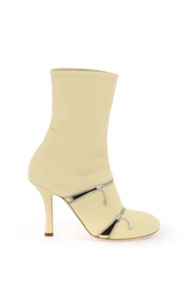 Burberry Leather Peep Ankle Boots   Neutral