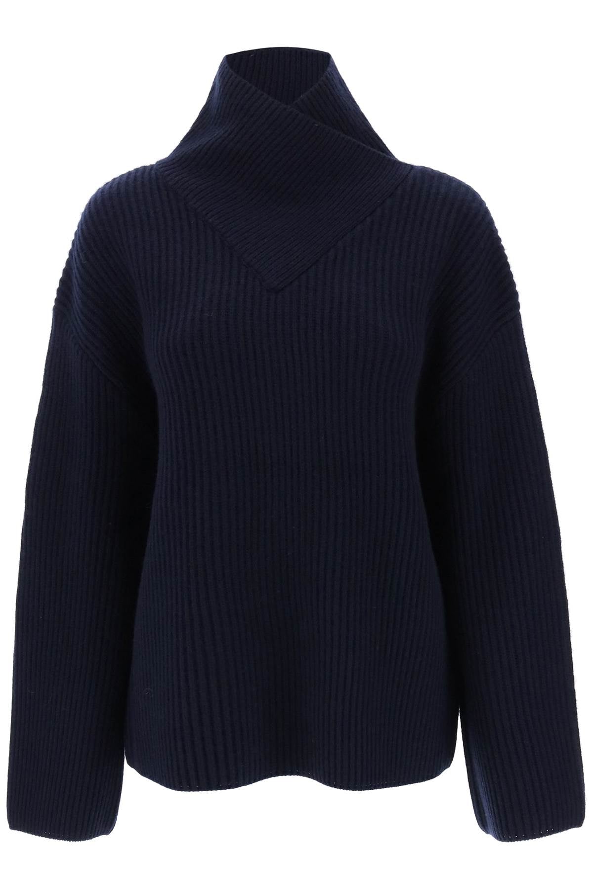 Toteme Sweater With Wrapped Funnel Neck   Blue