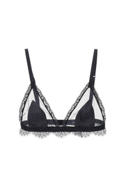 Dolce & Gabbana Triangle Satin And Lace Bra   Black