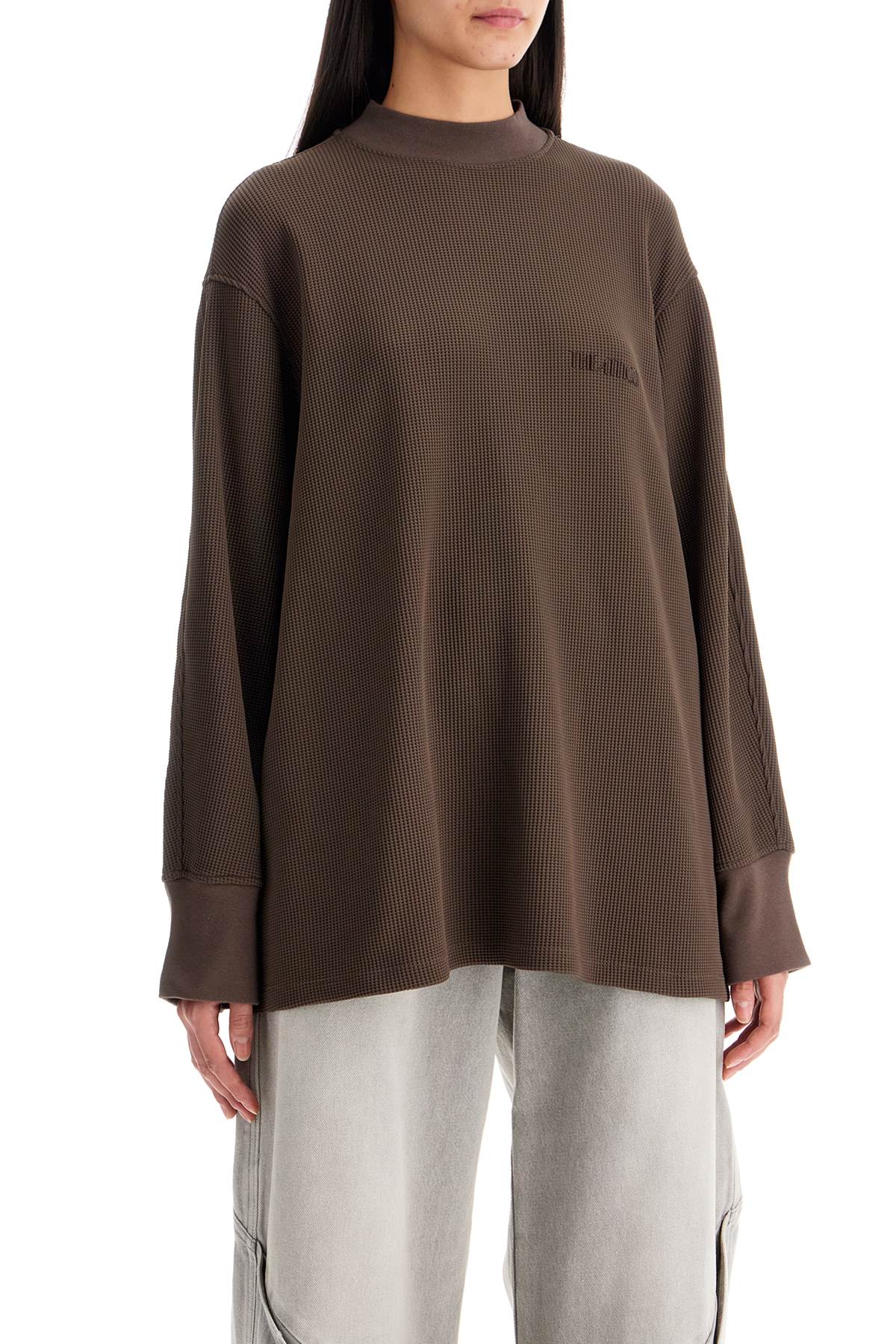 The Attico Long Sleeved Waffle Jersey T   Brown