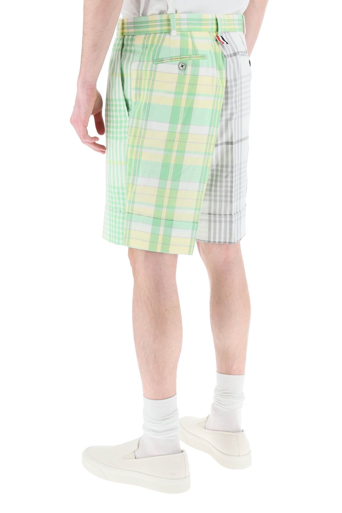 Thom Browne Funmix Madras Cotton Shorts   White