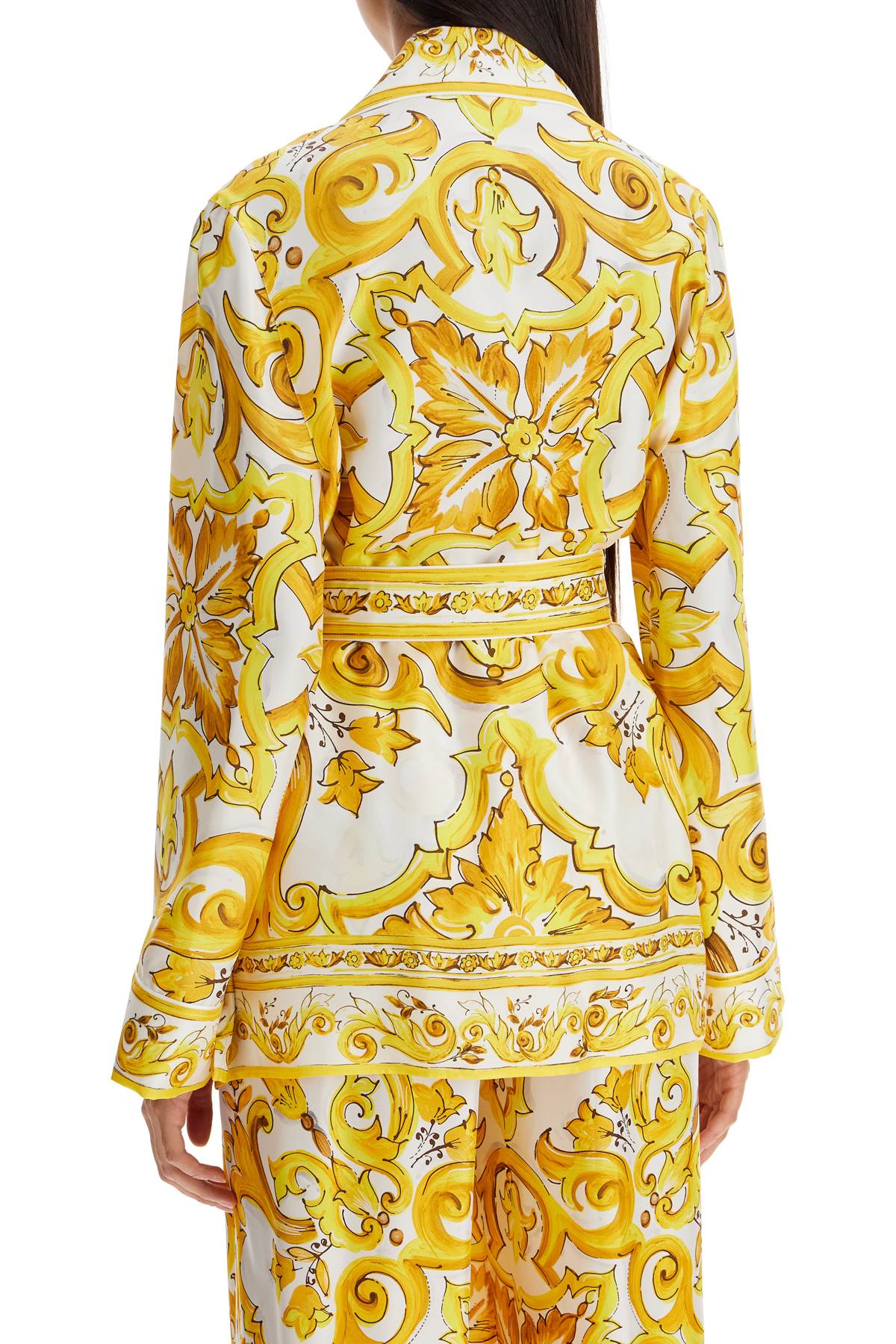 Dolce & Gabbana Silk Blouse With Maiolica Print And   White