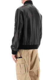 Versace Leather Bomber Jacket   Black