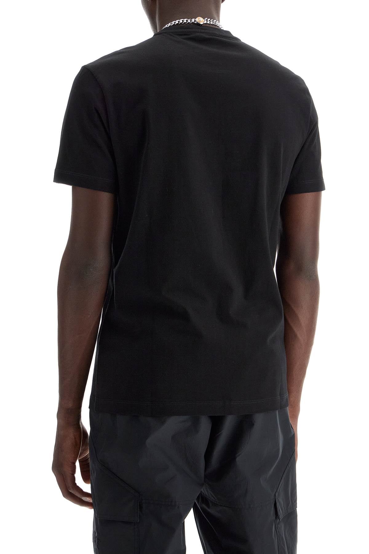 Versace Embroidered Logo T Shirt   Black