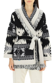 Alanui Icon Cardigan In Jacquard Cashmere   Black