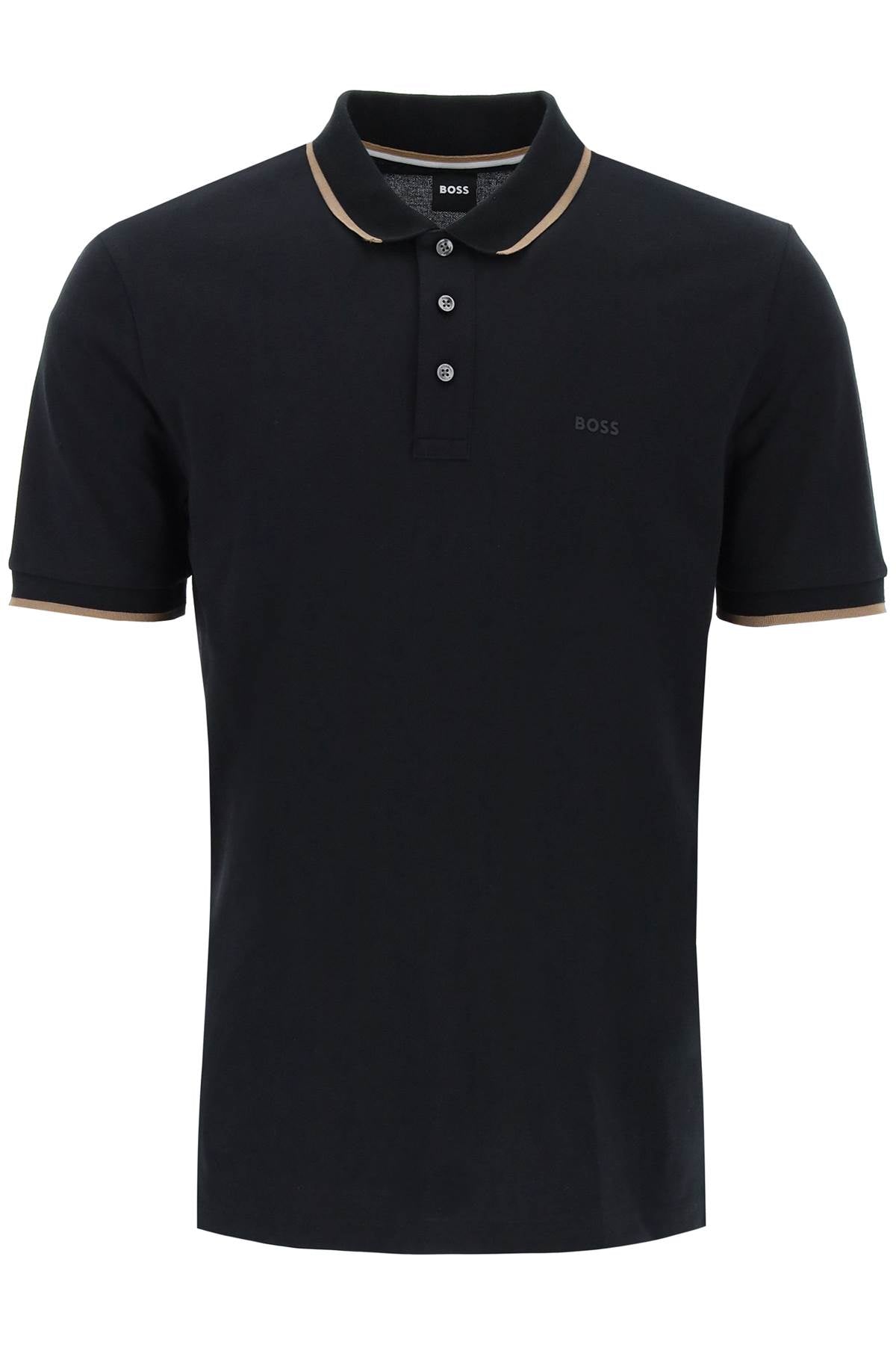 Boss Polo Shirt With Contrasting Edges   Black