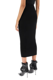 Alexander Mcqueen Ribbed Knit Pencil Skirt   Black