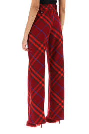 Burberry Check Wool Pants   Red