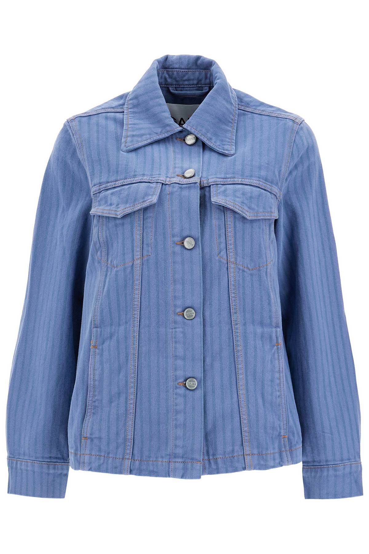 Ganni "striped Overdyed Denim Jacket   Blue