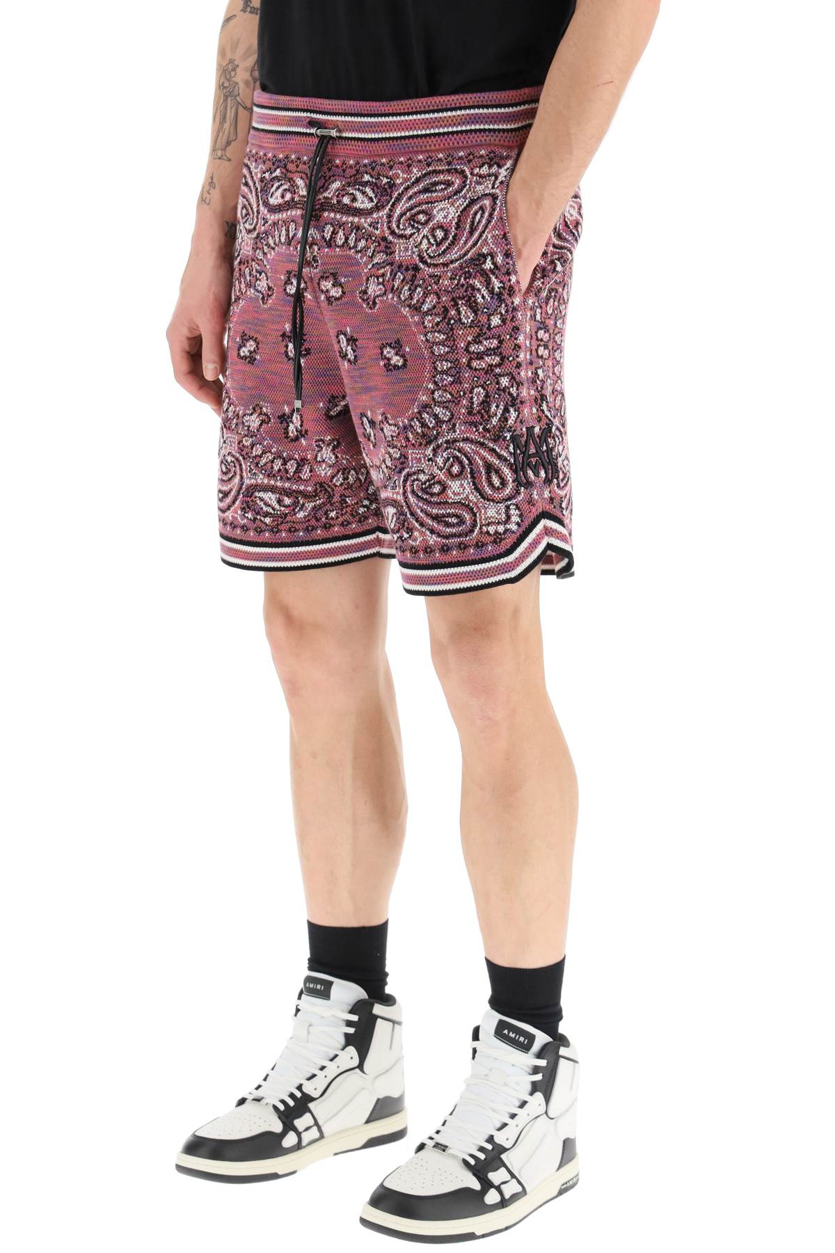 Amiri Bandana Jacquard Knit Bermuda Shorts   Purple