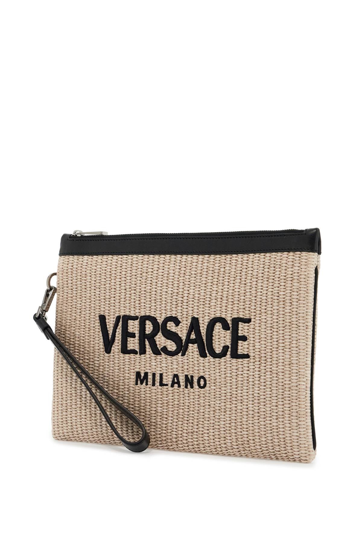 Versace Raffia Pouch For   Black