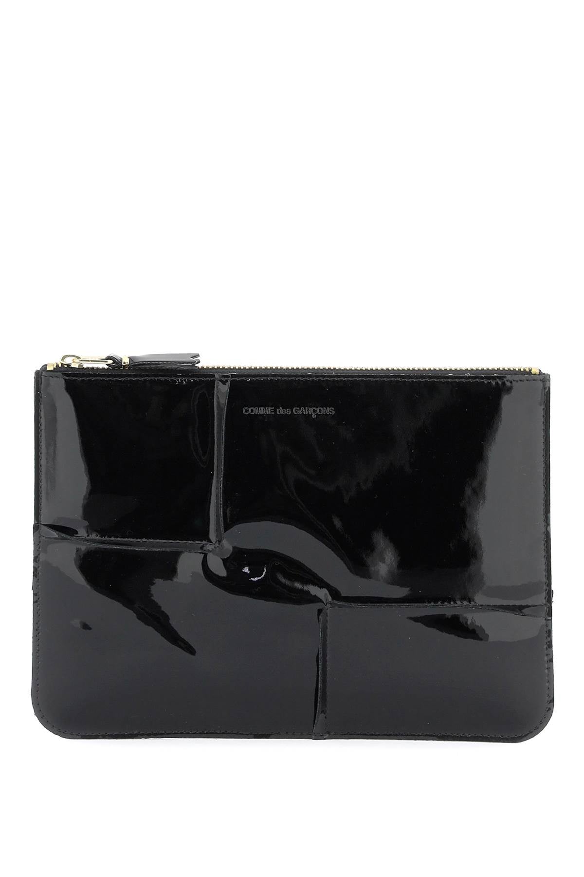 Comme Des Garcons Wallet Glossy Patent Leather   Black