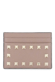 Valentino Garavani Rockstud Leather Card Holder   Neutral